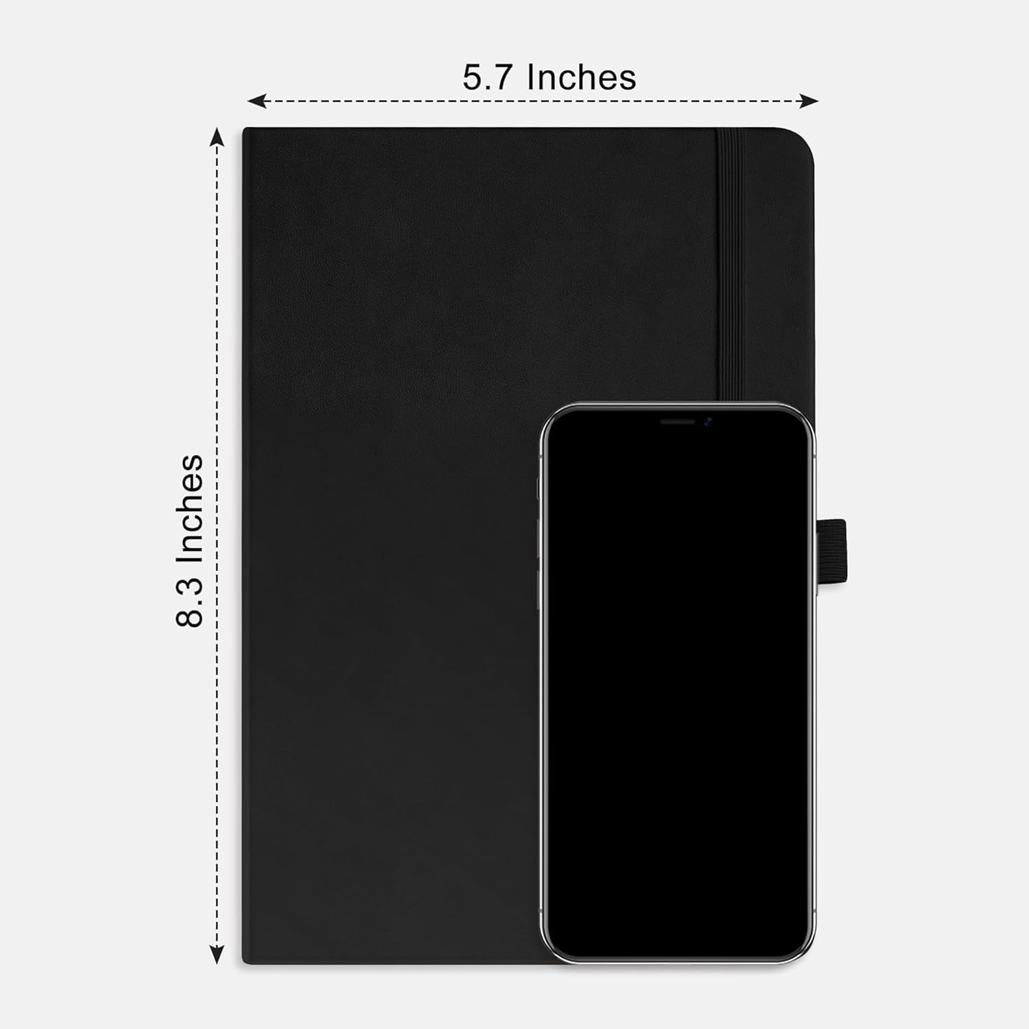 Graph Grid Paper Notebook, 2-Pack, 192 Pages per Pack, A5 Medium Size (5.7'' x 8.3''), Leather Hardcover, 100 GSM Thick Paper, for School, Students, Math, Engineering (Black & Black)