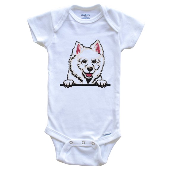 American Eskimo Dog Dog Breed Cute Baby Bodysuit, 0-3 months white