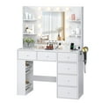 thumbnail image 5 of Zimtown Makeup Vanity Desk, Vanity Desk with Mirror & 6 Drawers, Large Dressing Table with Adjustable Lights & Side Rack, White, 5 of 8