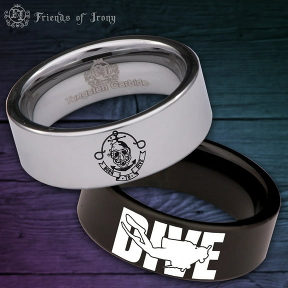 Scuba Diving Style 2 Tungsten Carbide Ring