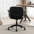 thumbnail image 3 of DUOMAY Retro Home Office Computer Desk Chair with Armrest, Modern PU Leather Mid Back Swivel Task Chair Rolling Adjustable Office Guest Chair for Home Office, Black, 3 of 18