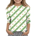 thumbnail image 1 of Tauxra Chandail de la Saint-Patrick pour Adultes, T-Shirt à Manches 3/4 Imprimé Col Rond, T-Shirt Graphique Trèfle Décontracté à Manches Longues pour Activités Festives, 1 of 6