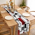 thumbnail image 3 of Red Geometric Table Runner - 48 Inch Long, Kitchen Dining Table Runner Dresser Scarves, Modern Black Gray Abstract Striped Art Farmhouse Decor for Coffee Tables Wedding Party Banquet, 3 of 8