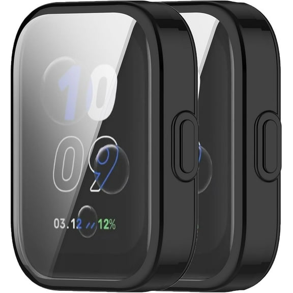 KOMI Compatible for Amazfit Bip 5 Unity Protector Case, Soft TPU Bumper Screen Protective Case Cover for Amazfit Bip 5 Unity (A2324) Smart Watch Protective (Black&Black)