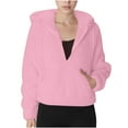 thumbnail image 4 of Womens Fleece Sweatshirts Half Zip Cropped Pullover Fleece Quarter Zipper Hoodies Fuzzy Warm Sherpa Pullover Varsity Jackets Fall Fashion Outfits Clothes, 4 of 7