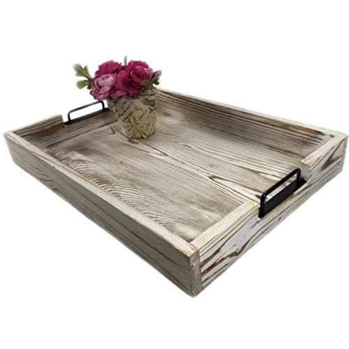Bel Canto Market Large Rustic Ottoman, Extra Large White Coffee Table Tray