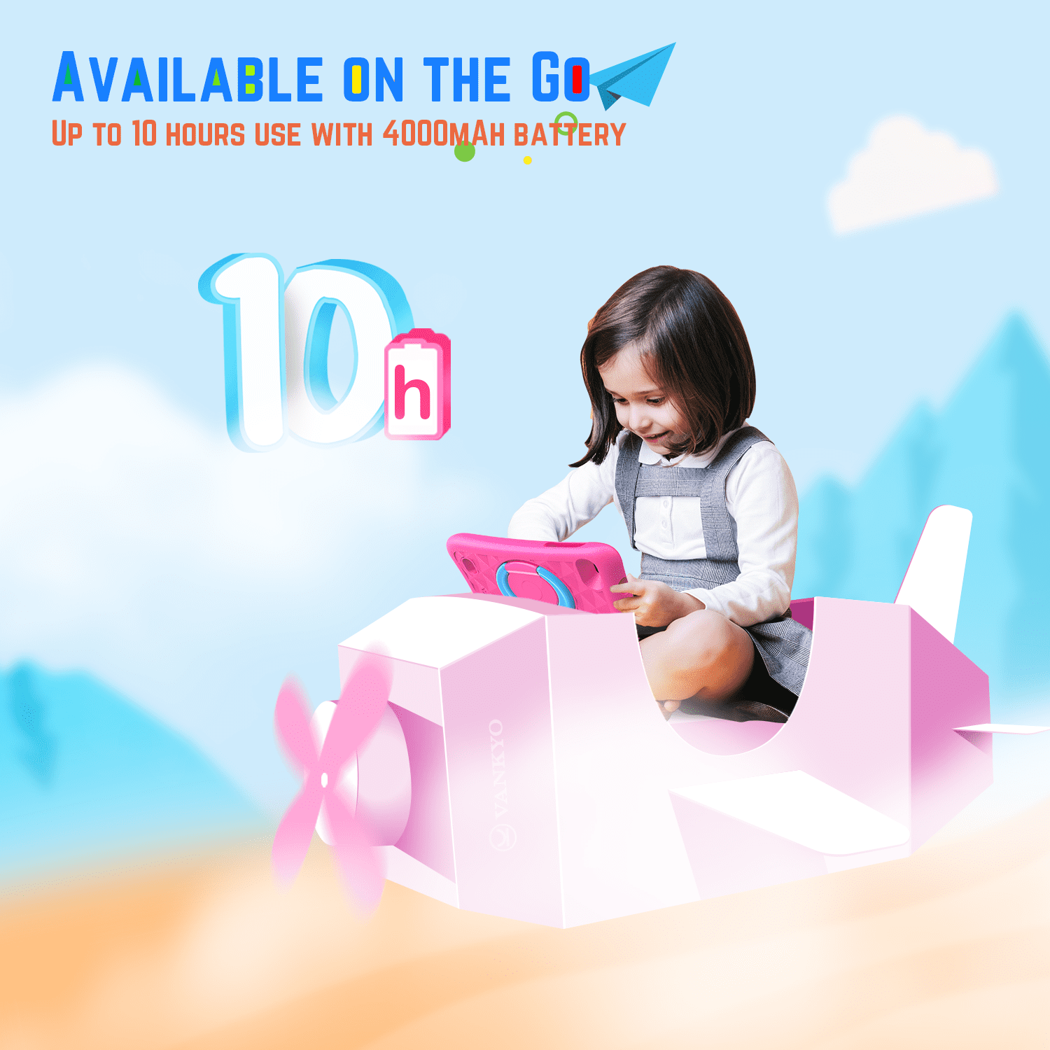 Vankyo Kids Tablet 8 inch, Andorid 9.0 OS with WiFi Camera, 2RAM and 32GB Learning Tablet for Children, Kidoz Pre Installed, Kid-Proof Protective Case. Pink