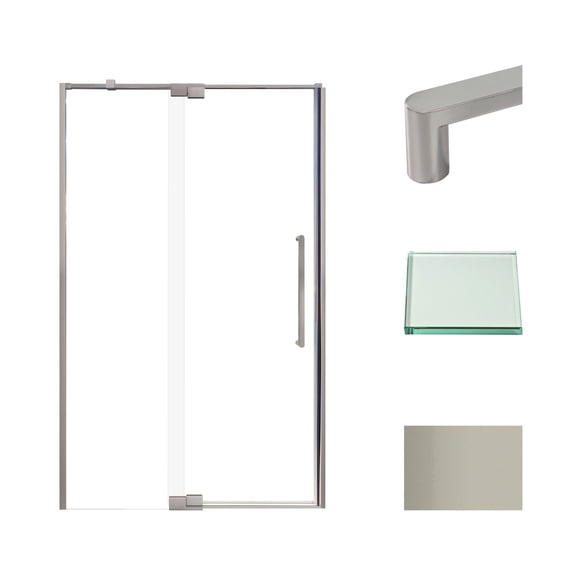 Transolid IPD487610C-S-BN 76" High X 48" Wide Pivot Semi Frameless Shower Door - Brushed