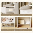 thumbnail image 3 of LIVELYGLOW Makeup Vanity Set with Stool, Lighted Mirror, Vanity Desk with 7 Shelves, Large Drawer, Power Outlet & Hairdryer Holder, Vanity Dressing Table Perfect gift for Bedroom - White, 3 of 12