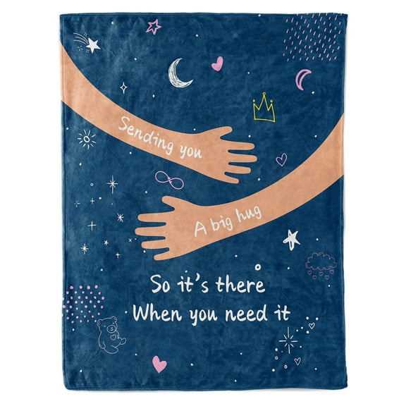 Funnil Warm Hugs Healing Blanket-Get Well Soon Gifts for Women Men, Breast Cancer Chemo Gifts, Sympathy Inspirational Blanket,Soft Throw Blanket 50"x60" Blue