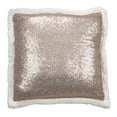thumbnail image 3 of Saro Lifestyle Glittery Sequin With Sherpa Trim Poly Filled Throw Pillow Silver Square Medium, 3 of 5