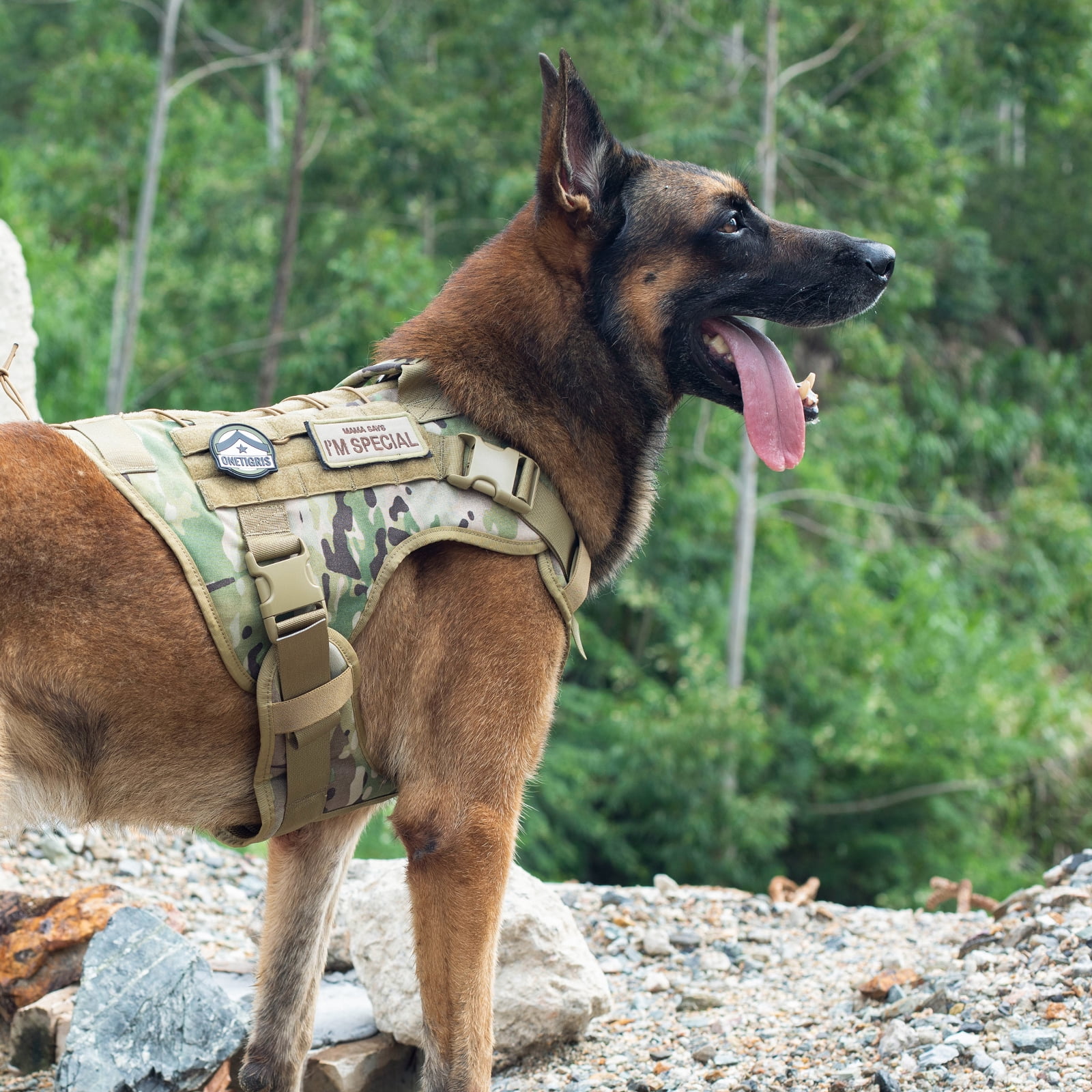 OneTigris Tactical Dog Harness Vest with Handle, Military Dog Harness for  Large Medium Dogs,No-Pull Dog Vest with Hook & Loop Panels,Adjustable Dog  Vest Harness for Walking Hiking Training(CAMO) 