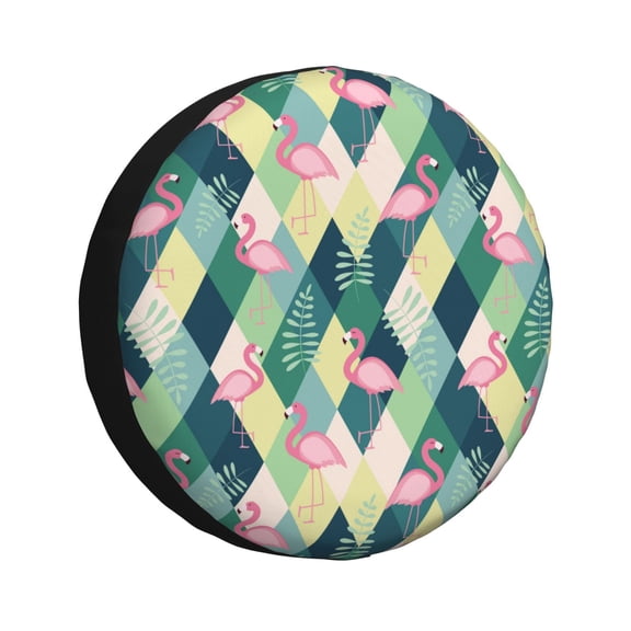 Logiee Flamingo Print Spare Tire Cover, Universal Wheel Protectors,Waterproof Dust-Proof UV Sun Wheel Tire Cover,Fit for SUV, RV, Travel Trailer, Truck-14 inch