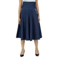 thumbnail image 2 of Bimba Women's Clissic Chic Knee Length a-line Denim Skirt High Waist Skirts, 2 of 9