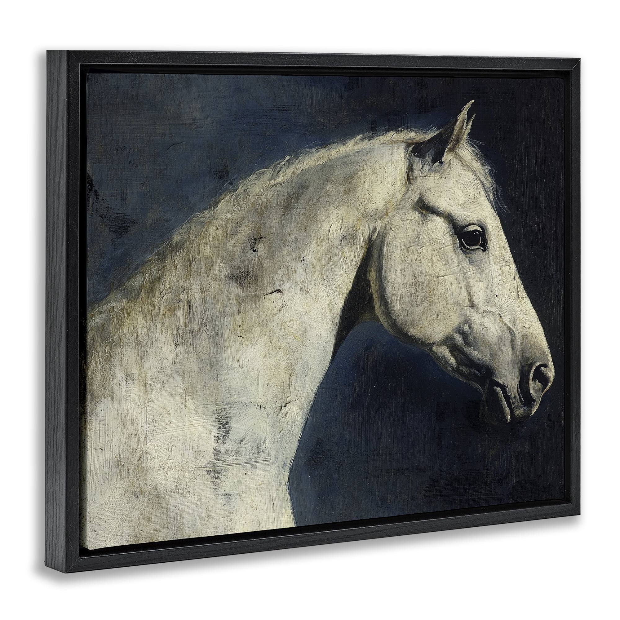 Stupell Industries Equine On The Blue Night Black Framed Floater Canvas Wall Art, design by Svetlana Aleynikova
