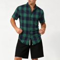 thumbnail image 5 of cllios Mens Plaid Short Sleeve Button Down Shirts Regular Fit Casual Gingham Shirts, 5 of 10