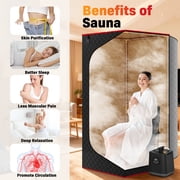Patiosunny Portable Sauna Box for Home, Personal SPA Steam Sauna with 3L/1200W Steamer, XL Foldable and Remote Control, 99-Min Timer & 15 Power Levels, Black