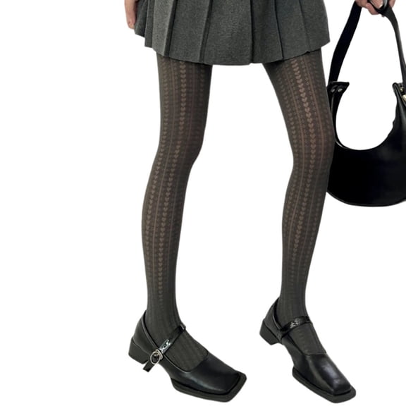 Yokua Hollowed Heart Mesh Tights for Women Elegant Solid Color Patterned Pantyhose