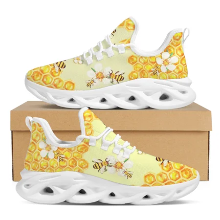 

Yellow Hy Bee Pattern Female Platform Sneakers Light Mesh Shoes Women Footwear Outdoor Casual Shoes Flat Zapatos