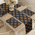 thumbnail image 2 of Ambesonne Fleur De Lis Table Runner & Placemats, Victorian Gothic, Placemat 4 pcs + Runner 16"x72", Dark Blue Orange, 2 of 2