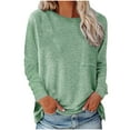 thumbnail image 2 of Tbopshirt Womens Top Women Casual Soild O-Neck T-Shirt Loose Long Sleeve Tops Pockets Solid Blouse, 2 of 5