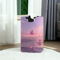 thumbnail image 2 of Foldable Laundry Hamper Bag with Handles Dirty Clothes Basket 12.6" x 11" x 22.7" Pink Butterflies Flying, 2 of 7