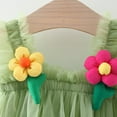 thumbnail image 6 of AJTQTH Sundress for Girls Toddler Baby Cute Square Neck Flutter Sleeve Mesh Layered Princess Dress 3D Flower Appliques Gowns Frocks Midi Drss Green 6 Months, 6 of 8