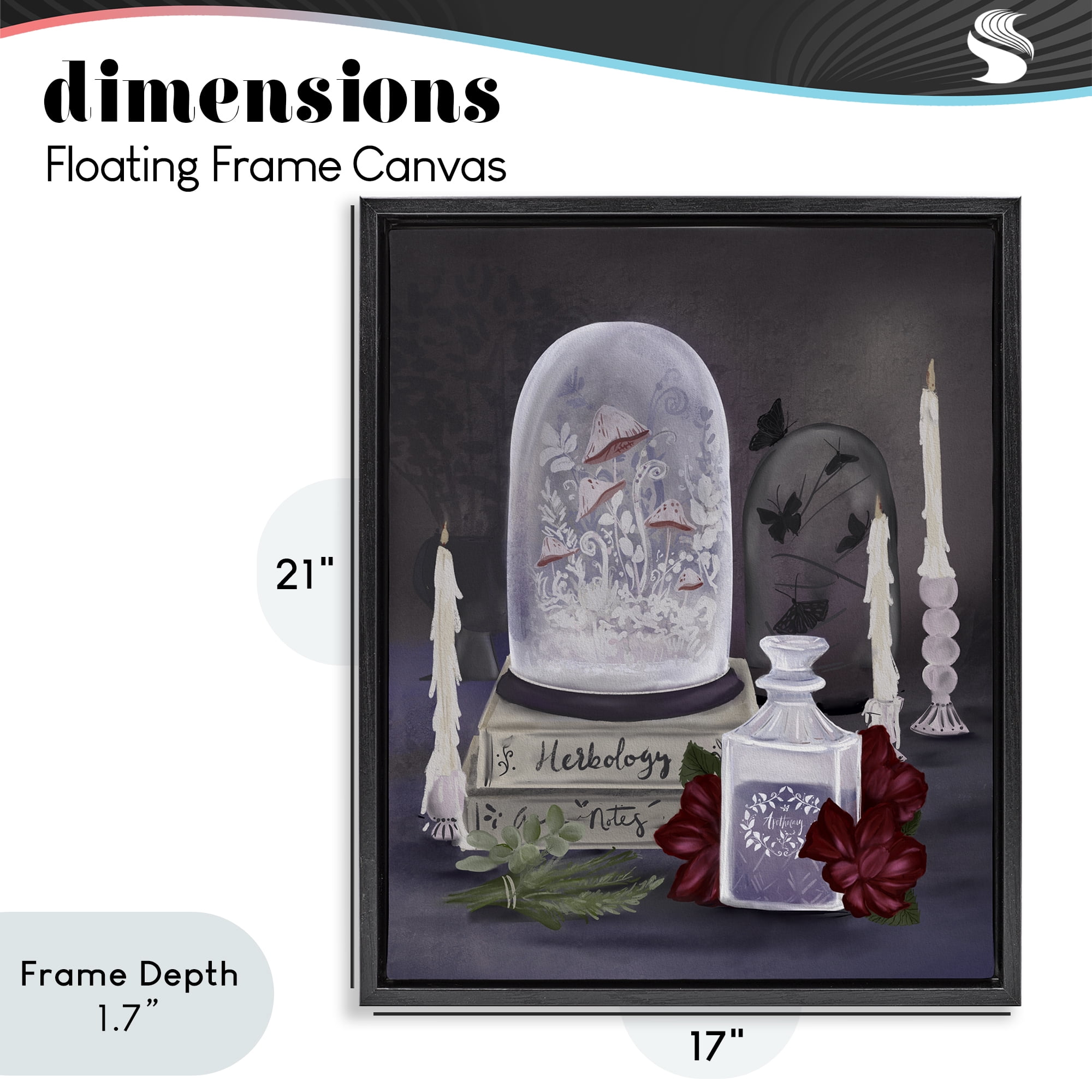 Stupell Industries Spooky Apothecary Vibes Black Framed Floater Canvas Wall Art, design by Adreane Fippinger