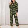 thumbnail image 2 of Fuzoiu Light Green Excavator Print Women's Long-Sleeved Pajama,Lounge Button Down Nightwear,Womens Notch Collar Pajama Set-Medium, 2 of 7