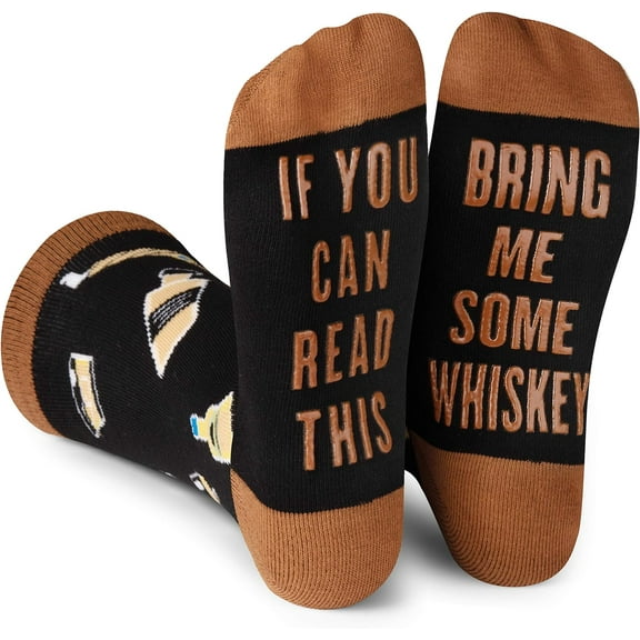 Lavley If You Can Read This, Bring Me Funny Socks - Novelty Gifts for Men, Women and Teens One Size Whiskey