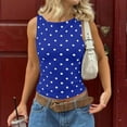 thumbnail image 2 of jobturf Tank Tops for Women Summer Crew Neck Sleeveless Blouses Holiday Casual Polka Dots Basic Tees Stretchy Slim Fitted Tunic Shirts, 2 of 4