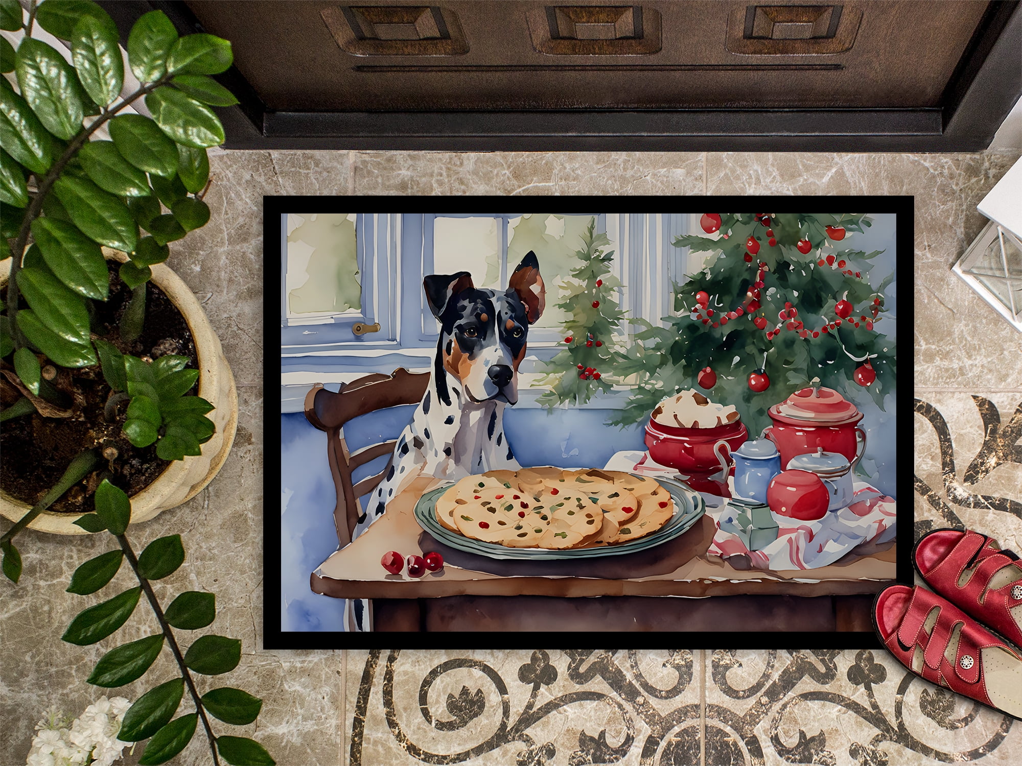 Carolines Treasures DAC3758MAT 18 x 27 in. Unisex Catahoula Christmas Cookies Doormat