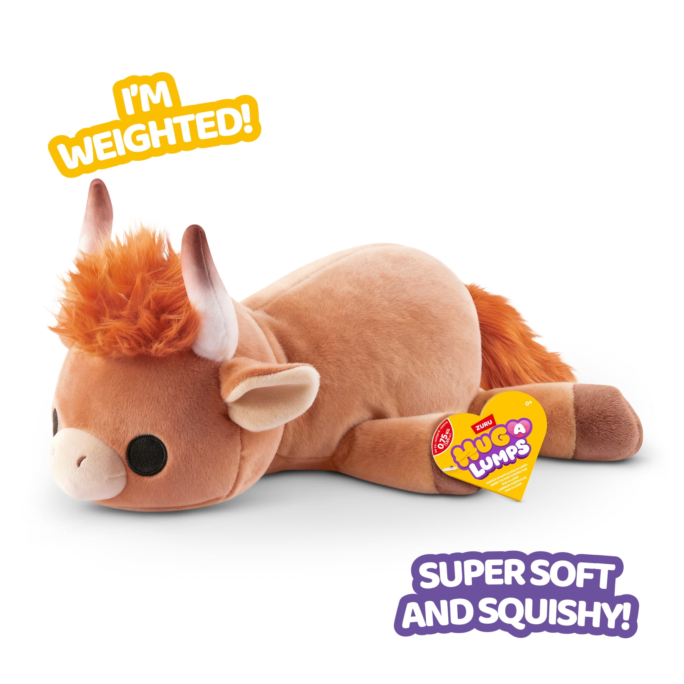 Hug a Lumps Holly the Highland Cow by ZURU - Small 1.65lbs Cuddly Weighted Plush Toy for All Ages