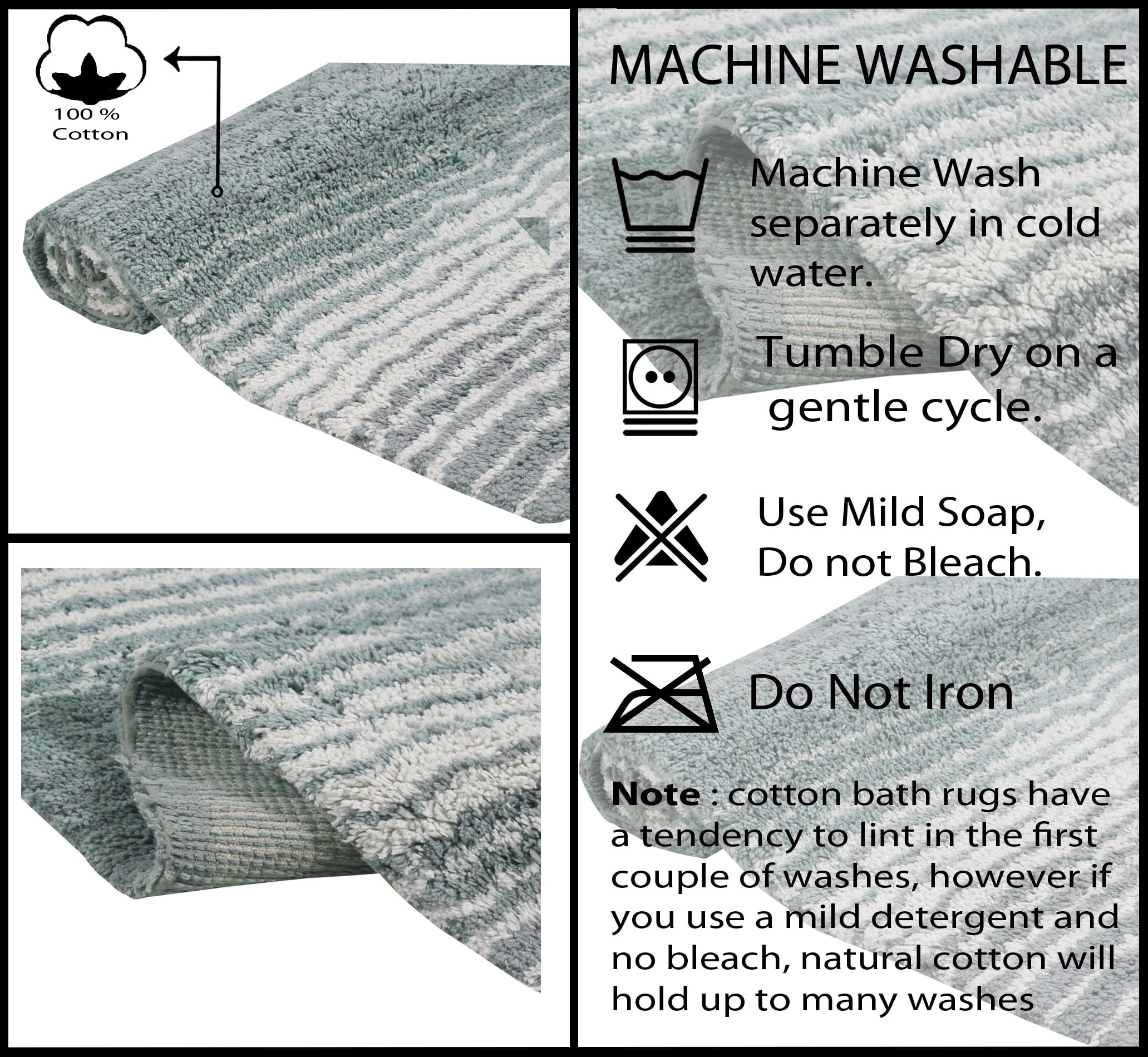 Home Weavers 100% Cotton Gradation Collection Bathroom Decore | Washable Rug | Bathroom Mat | Kitchen rug | Bathroom Rug Set | Bath Mat Set | Bath Floor Mat Non Slip, 24"x40", Gray