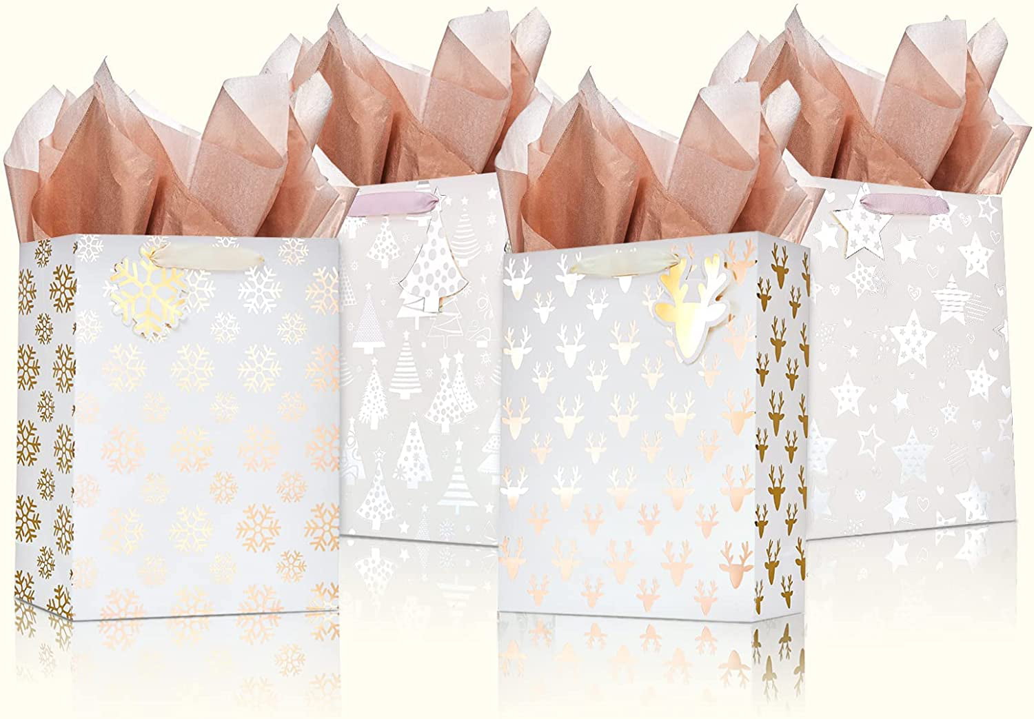 UNIQOOO 100 Sheets 20X14 Premium Metallic Rose Gold Champagne Gold  Tissue Gift Wrap Paper Bulk Recyclable Gift Wrapping Accessory - Perfect  for Small Gift Bags, Wedding, Party, DIY Craft : Everything Else