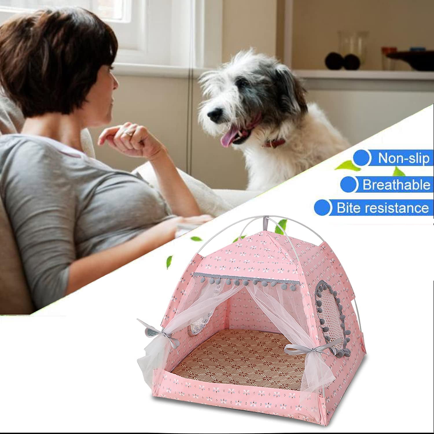 Cat Princess Indoor Tent House Pet Dog Cute Floral Cave Nest Bed Portable Dog Tents