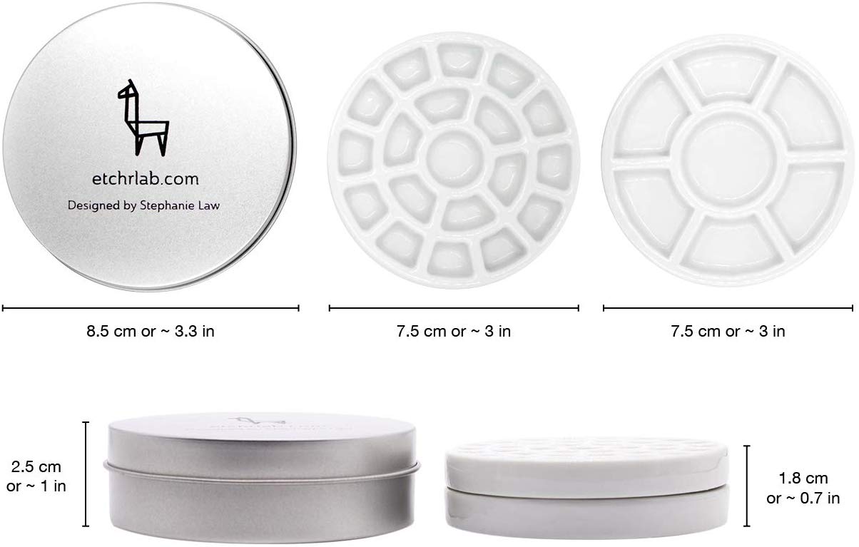 Etchr Lab Travel Mini Porcelain Palette, 19 Wells