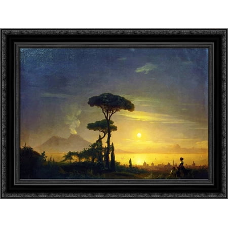 The Bay of Naples 24x20 Black Ornate Wood Framed Canvas Art by Aivazovsky, Ivan