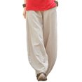 thumbnail image 1 of Pantalones de mujer, Pantalones sueltos de mujer Piernas anchas con bolsillos Pantalones holgados de Meterk Beige/Grande, 1 of 7