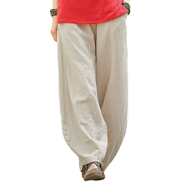 Pantalones sueltos de mujer Piernas anchas con bolsillos Pantalones holgados de meditación de g Irfora Pantalones de mujer