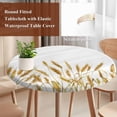 thumbnail image 3 of Fall Wheat Round Tablecloth 36-44 Inch Round Fitted Table Cloth with Elastic Edge, Autum Botanical Farmhouse Yellow Orange Waterproof Table Cover Protector for Outdoor Picnic Party Dining, 3 of 6