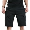 thumbnail image 4 of Chiccall Mens Plus Size Shorts Quick Dry Multi-Pocket Summer Casual Loose Cargo Shorts Black, 4 of 5