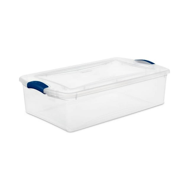 Caja Organizadora Sterilite con Broches Azules 30 Litros Transparente