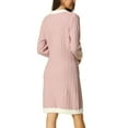 thumbnail image 3 of INSPIRAR CHIC Vestido de Color Contrastante para Mujeres, Cárdigan de Manga Larga con Botones y Bolsillos M Rosa Polvoriento, 3 of 6