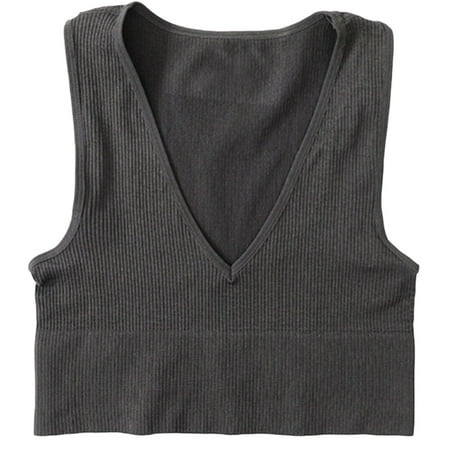 

Female Crop Top Underwear Scoop Neck Sexy Lingerie Deep V Camisole Slim Bralette
