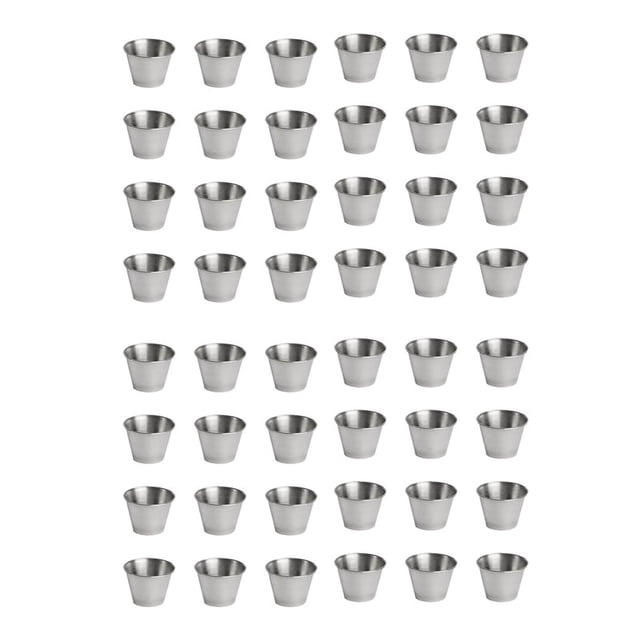 Paquete de 48 Tazas de Salsa de Condimento de Acero Inoxidable, Tazas de Salsa de Inmersión de Comercial, Tazas de Condimento de Ramekin Tazas de Porciones