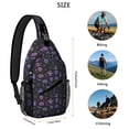 thumbnail image 5 of Sling Backpack,Purple Halloween Ghost Pumpkin Skull Pattern Sling Bag with Water Bottle Holder,Waterproof Sling Bag for Men/Women with Headphone Jack for Hiking,Travel, 5 of 6