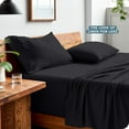 thumbnail image 2 of Juego de Sábanas Lavadas Bare Home Colección Premium 1800 3 Piezas Twin Negro, 2 of 6