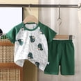 thumbnail image 2 of Leey-World Boy Summer Pajamas 2-Piece Fun Baseball PJs‌ - Short Sleeves & Shorts Soft Sleepwear Toddler 3 6 12 18 24 Months 2T 3T fit Pjs Cotton Sleepwear(Green,3-4 Years), 2 of 3