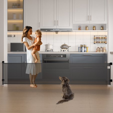 YUFU Retractable Baby Gates for Doorway Punch-Free Install Extra Wide 118” x 33” Tall for Kids/Child or Pets Indoor and Outdoor Dog Gates for Doorways Stairs Hallways Black